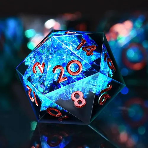 Miniatura 5 de AUSTOR Juego de dados DND de 7 dados, dados poliédricos de borde afilado hechos a mano para juegos de mesa de Calabozos y Dragones RPG MTG