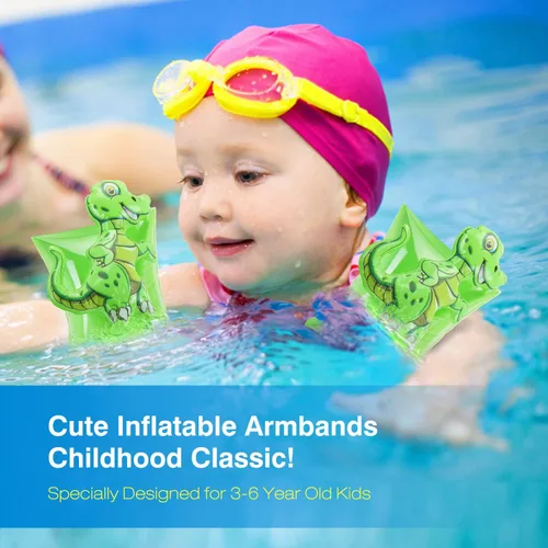 Miniatura 2 de MoKo Bandas de natación para niños, niños pequeños comienzan a nadar flotadores inflables para piscina, lindas alas de natación de dibujos animados