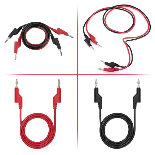 Miniatura 7 de Sumnacon 2 cables de prueba de enchufe de plátano a plátano, cables de prueba apilables de 0.157 in, cables de clip de multímetro para pruebas