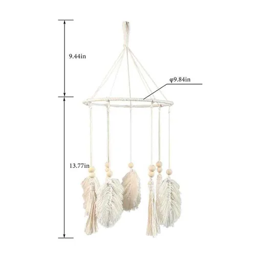 Miniatura 6 de Boho cuna móvil colgante de pared boho guardería decoración macramé hojas colgador tapiz tejido neutral cuna móvil móvil bebé techo móvil bebé bebé