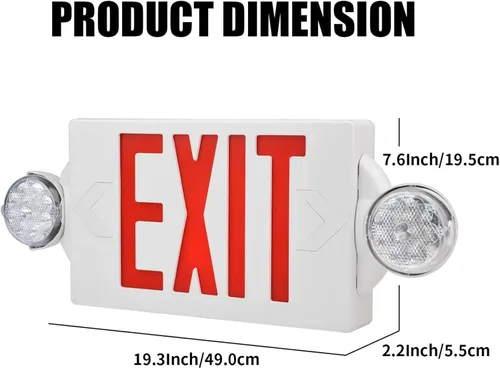 Miniatura 2 de Luz de salida de emergencia, luz ajustable de dos luces LED para salida, combo de iluminación de salida de emergencia comercial con batería de Rojo