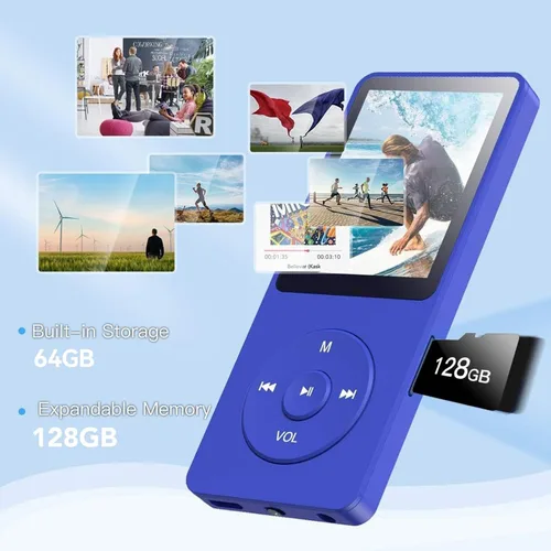 Miniatura 6 de AGPTEK A02PL Reproductor de MP3 de 64 GB, 70 horas de reproducción, sin pérdidas de sonido, Reproductor de música, Soporta hasta 128 GB