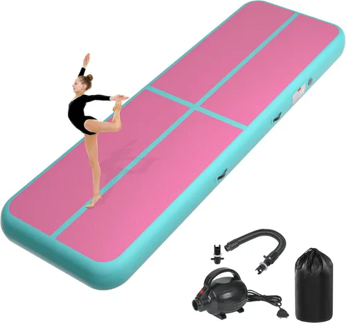 Miniatura 16 de Colchoneta inflable de gimnasia de 6, 10, 13, 16, 20 pies, 4/8 pulgadas de grosor, con bomba de aire eléctrica para uso doméstico, entrenamiento