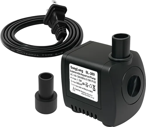 SongLong Bomba sumergible de 130 GPH ultra silenciosa con elevación de 4 pies de alto para fuentes, hidroponía, estanques, acuarios y más..