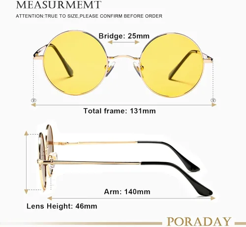 Miniatura 7 de PORADAY Circle Lennon - Gafas de sol redondas polarizadas estilo hippie pequeño círculo