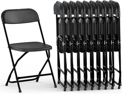 Miniatura 8 de 4 UNIDADES Silla plegable de plástico blanca Plegable y apilable Capacidad de 350 libras, estructura de acero, asientos para interiores