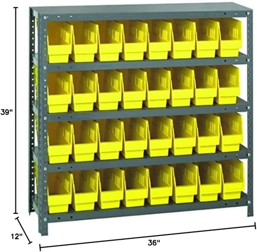 Miniatura 310 de Quantum QSBU-245BK Heavy Duty Shelving Unit with (7) Shelves and (24) QUS245 Black Bins for Garage Warehouse Storage Distribution 400 lb Load