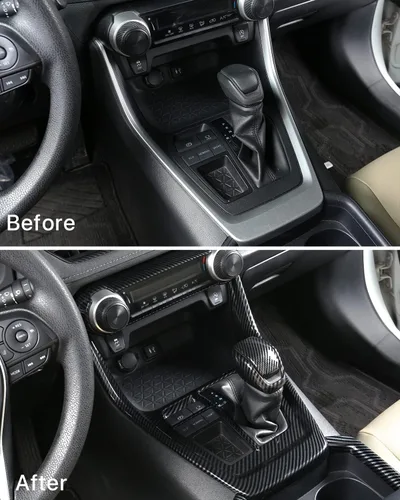 Miniatura 3 de para RAV4 2019-2025 Panel Protector de Cambios, Adornos del Portavasos, Cubierta del Pomo de Cambios Interior Consola Central Antiarañazos