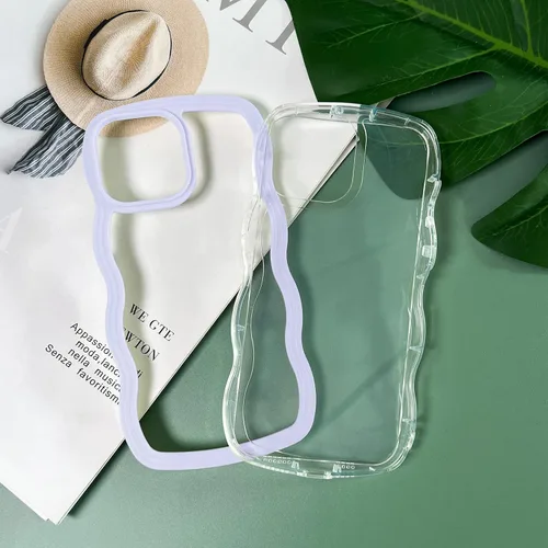 Miniatura 3 de LOEV Funda transparente diseñada para iPhone 7 Plus, iPhone 8 Plus con borde ondulado, bonita funda transparente con forma de onda rizada, a prueba