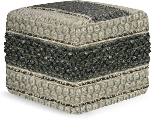 Miniatura 20 de SIMPLIHOME Grady Puf cuadrado – 18 pulgadas de ancho x 14 pulgadas de alto lana y algodón tejido a mano otomano en tono tierra, reposapiés Tono