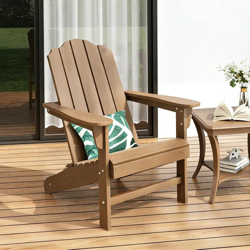 Miniatura 8 de PeakPursuit Silla Adirondack HDPE para patio, silla de césped con textura de madera, muebles de patio al aire libre para jardín y terraza