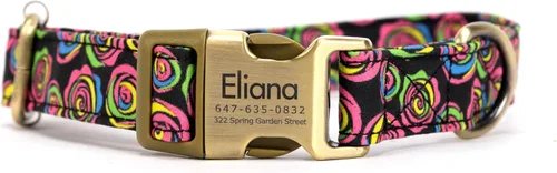 Miniatura 17 de Collar de perro personalizado con nombre y número de teléfono grabado, collar ajustable personalizado para cachorros, collar de algodón orgánico