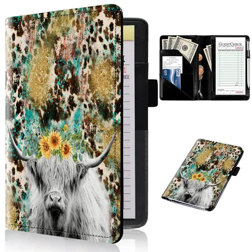Miniatura 25 de Libros de servidor para camareras con bolsillo con cremallera – Libro de camarera gótico pastel con calavera de bruja, organizador de dinero