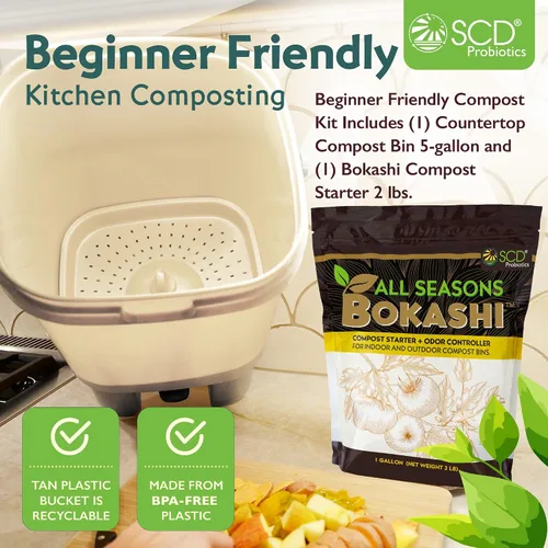 Miniatura 2 de SCD Probiotics K100 Compostera de interiores para todas las temporadas, cubeta con Bokashi