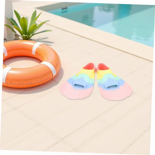 Miniatura 5 de ORFOFE Aletas de natación de silicona, cuchillas cortas, aletas en forma de abanico para buceo y entrenamiento de esnórquel, equipo de natación