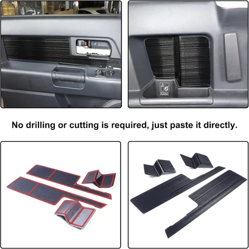 Miniatura 4 de Aunginsy Cubierta de moldura de panel de puerta interior de coche Compatible con Toyota FJ Cruiser 2007-2021 Protección de panel de manija de puerta