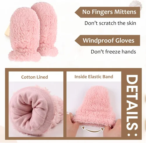 Miniatura 6 de Conjunto de gorro y manoplas de forro polar para bebé, gorro de invierno para niños pequeños, bufanda cálida con orejas de bebé, bufandas