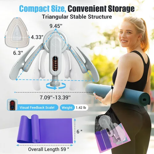 Miniatura 5 de Ejercitador interior de muslo para mujer, entrenador de muslos ajustable con bandas de resistencia para terapia física para mujeres, para yoga, dar