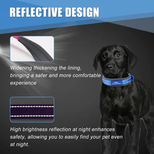 Miniatura 3 de Collares de perro personalizados con nombre de mascota y número de teléfono, acolchado de neopreno suave, collar de perro grueso y fuerte, collar