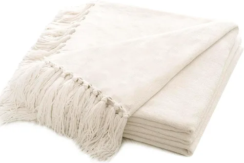 Miniatura 19 de RECYCO Manta Suave y Acogedora de Chenilla con Flecos de Borlas para Sofá, Sillón, Cama, Sala de Estar, Regalo (Amarillo Mostaza, 50'' x 60'')