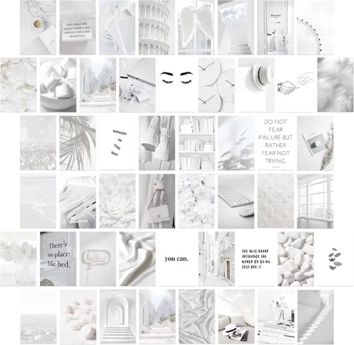 Miniatura 8 de KONGSY Kit de collage de pared rosa (50 piezas, 4 x 6 pulgadas), decoración de habitación rosa y gris para niñas, decoración de pared
