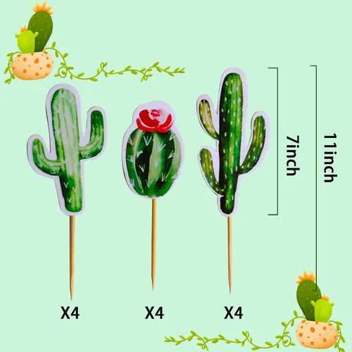 Miniatura 2 de LaVenty 56 piezas de suministros de fiesta de cactus, suministros de fiesta de suculentas, platos de fiesta de cactus, decoración de despedida