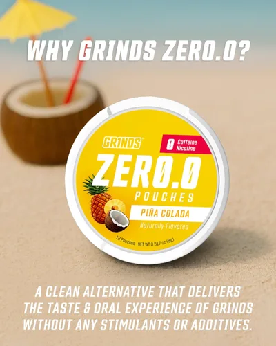 Miniatura 3 de GRINDS ZERØ.Ø Piña Colada Pouches Sin nicotina, sin cafeína, sin azúcar, 0 calorías Paquete de 3 18 bolsas por lata
