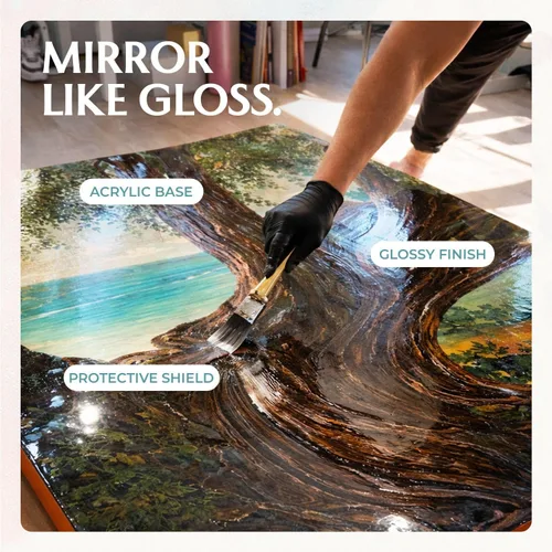 Miniatura 5 de GRANOTONE Barniz de acabado acrílico de alto brillo transparente de 100 ml, no amarillea, no tóxico, anticraquelado de 3.38 fl oz para artistas