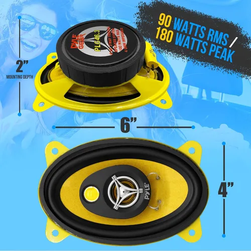 Miniatura 3 de Pyle Sistema de altavoces de tres vías para coche - Pro 4x6 pulgadas 180W 4 ohmios, tweeter medio, componentes de audio de sonido para estéreo