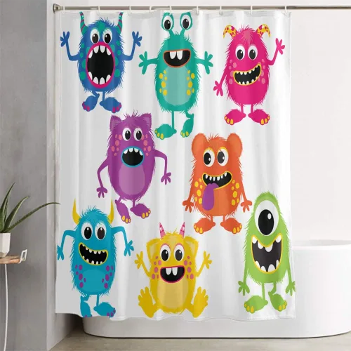 Miniatura 2 de LOKMU Juego de 4 cortinas de ducha con alfombras antideslizantes, cubierta para tapa de inodoro y tapete de baño, cortina de ducha impermeable