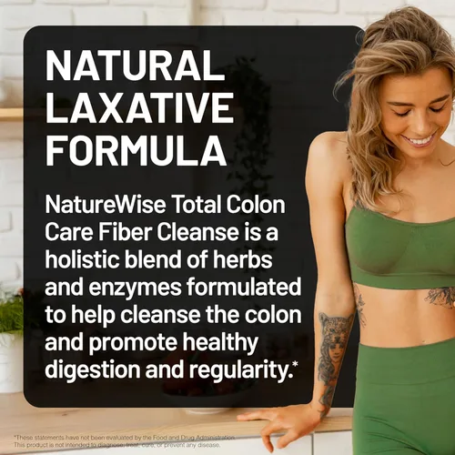 Miniatura 3 de NatureWise Total Colon Care Fiber Cleanse - Mezcla laxante natural - Laxantes herbales, prebióticos y enzimas para regularidad, digestión