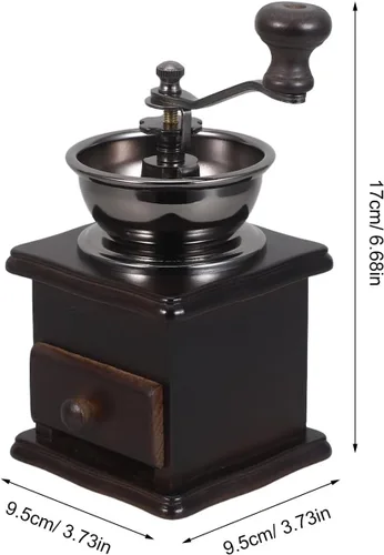 Miniatura 4 de Generic Molinillo de café manual vintage, molinillo portátil de grano de café para café expreso turco, ideal para camping y hogar, marrón oscuro