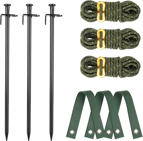 Kit de estacas de árbol resistente, estacas de acero de 11.8 pulgadas y soportes para árbol joven, antiviento fuerte, kit de enderezamiento de