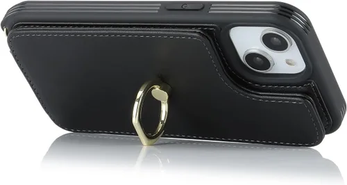 Miniatura 8 de Lipvina Funda para iPhone 13 con tarjetero y correa, cordón cruzado para mujer, bloqueo RFID, soporte de anillo, cierre a presión, bloqueo RFID