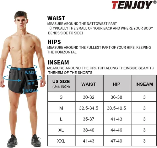 Miniatura 6 de TENJOY Pantalones cortos de correr para hombre, pantalones cortos de entrenamiento atléticos para hombre, pantalones cortos deportivos de 3 pulgadas