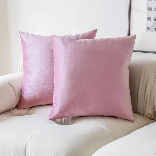 Demetex Juego de 2 fundas de almohada de terciopelo de 18 x 18 pulgadas, fundas cuadradas de color rosa para decoración de interiores, sofá, sillón,