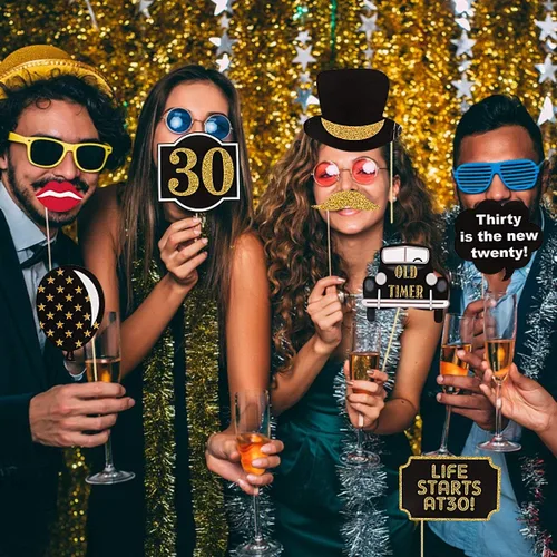 Miniatura 8 de Accesorios para cabina de fotos de cumpleaños número 30 para adultos (41 unidades) para ella, fiesta de cumpleaños de treinta y 30 años