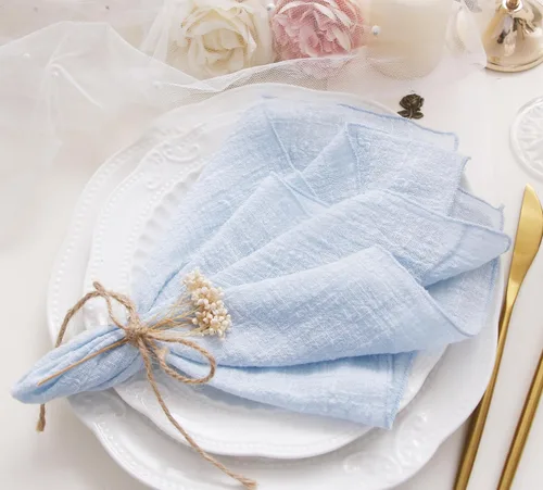 Miniatura 10 de Servilletas de tela para cena 10 unidades, servilletas de gasa 100% algodón natural suave, servilletas lavables ideales para bodas, decorativas