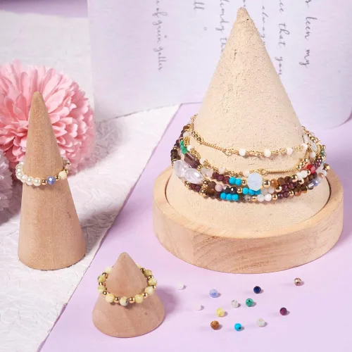 Miniatura 2 de Fashewelry 480 cuentas de cristal redondas facetadas de 0.118 pulgadas (0.118 in), pequeñas cuentas de piedra mixta natural y sintética