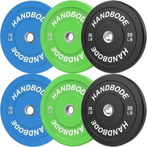 Miniatura 43 de HANDBODE Juego de discos de peso de 2 pulgadas de alto rebote, juego de discos olímpicos de 45/100/160/190/260/300 libras, juego de discos