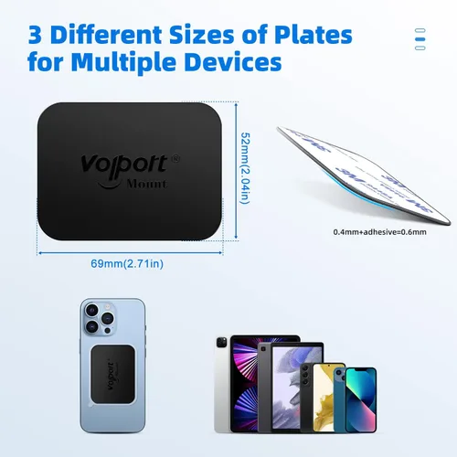 Miniatura 4 de volport Placa de metal para imán de teléfono, paquete de 6 placas mágicas de repuesto con adhesivo adhesivo para soporte magnético de teléfono