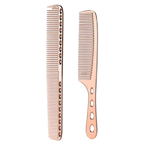 Miniatura 7 de 2 unids de acero inoxidable Peines de pelo anti estático Peine peluquería peluquería Peines (Plata)