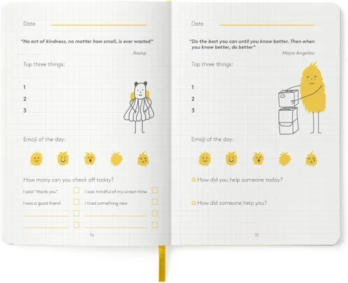 Miniatura 5 de HappyMe - Diario de gratitud para niños con indicaciones diarias, cuaderno de escritura para expresar pensamientos y sentimientos, mentalidad