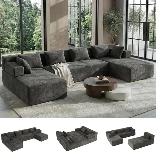 Miniatura 36 de MONVANE 55.5" Convertible Loveseat Sofa, 2-in-1 Boneless Sleeper Sofa Bed Futon Couch with Storage Pocket, Comfy Chenille Deep Seat Boneless Couch