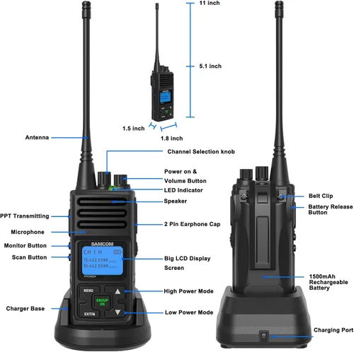 Miniatura 9 de SAMCOM Radios de 2 vías FPCN30A Radios bidireccionales de largo alcance recargables 5 vatios UHF programables Radios de mano profesionales Walkie