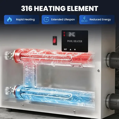 Miniatura 2 de Mxmoonant Calentador de spa, calentador de agua para piscina y bañera de hidromasaje de 11KW 220V Termostato de pantalla táctil, compatible