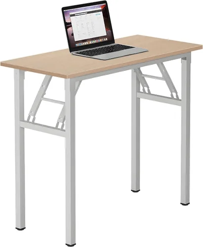 Need AC5AW - Escritorio pequeño plegable, resistente y robusto para computadora, oficina en casa, dormitorios y espacios pequeños, no requiere Roble