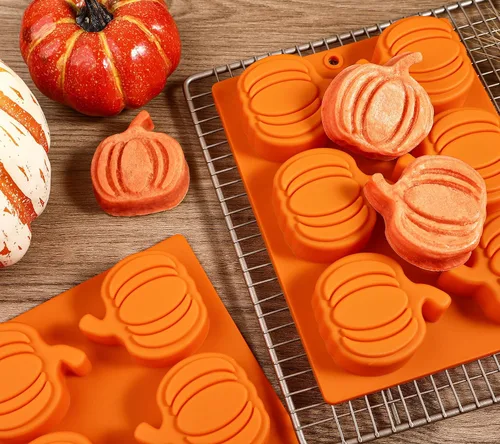 Miniatura 2 de Moldes de calabaza de Webake, moldes de silicona para pastel de calabaza, molde de calabaza de 6 cavidades para hornear cupcake de chocolate