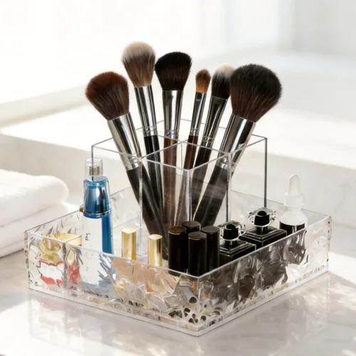 Organizador de maquillaje giratorio de 360°, organizador de tocador Lazy Susan para encimera y baño, organizador de lápiz labial de perfume para el