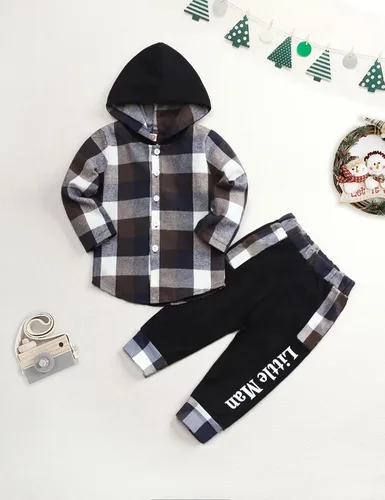 Miniatura 64 de Conjunto de ropa para bebés y niños pequeños, camisa con capucha y pantalones deportivos para otoño e invierno